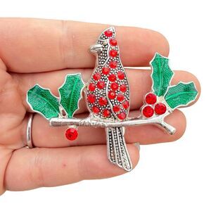 Vintage Jewelry Cardinal Brooch Red Bird Pin